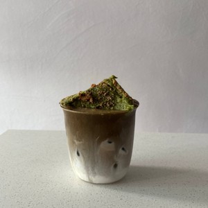 hojicha + BISCOFF MATCHA PUDDING